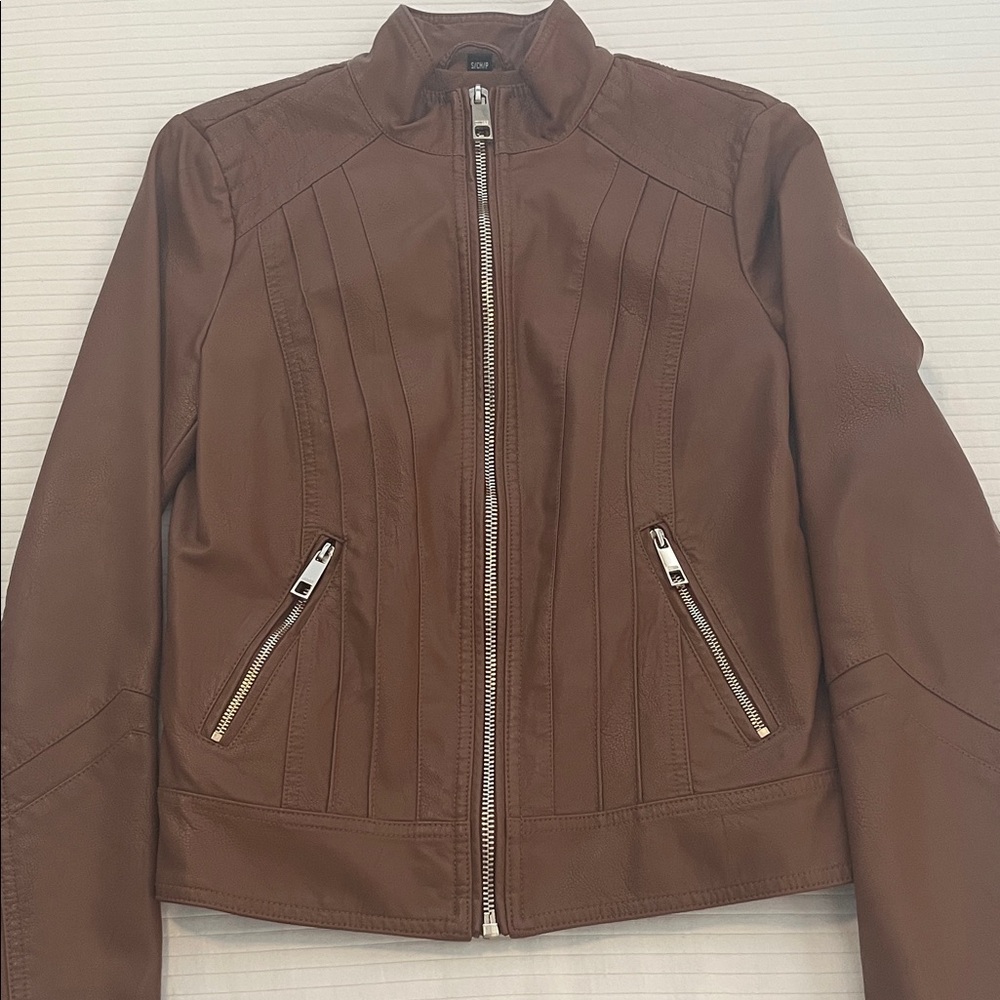Guess Brown Faux Leather Jacket